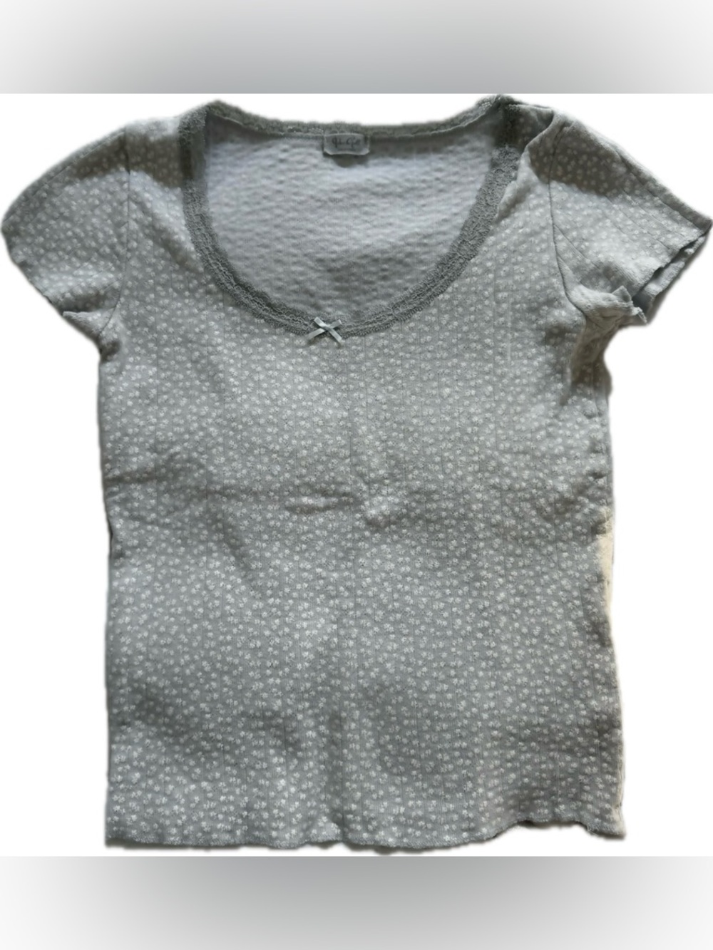 John Galt for Brandy Melville Grey &White Posey Top